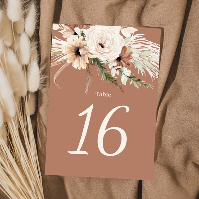 Tarjeta De Mesa Boho Terracotta Wedding Table Numbers (Subido por el creador)