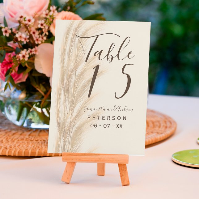 Tarjeta De Mesa Boho verano pampas hierba acuarela mesa boda (Subido por el creador)