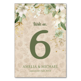 Tarjeta De Mesa Boho Vintage Boda Botánico Floral Número de tabla