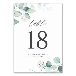 Tarjeta De Mesa Boho Watercolor Eucalyptus deja Boda de la vegetac