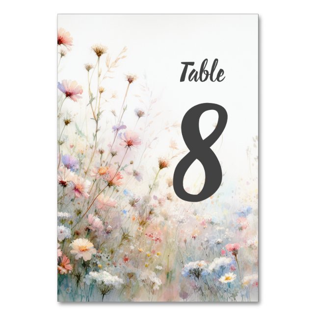 Tarjeta De Mesa Boho Watercolor Flor silvestre Personalizado (Anverso)