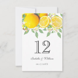 Tarjeta de mesa Boho Watercolor Lemon Boda