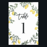 Tarjeta De Mesa Boho Watercolor Lemon Wreath Tabla 1<br><div class="desc">Boho Watercolor Lemon Wreath Tabla 1 Número de tabla. Tarjeta numérica inspirada en Boho con corona de limón de color agua. Luminoso y caprichoso,  perfecto para bodas de primavera y verano,  duchas de novias y mucho más.</div>