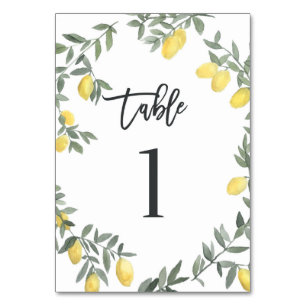 Tarjeta De Mesa Boho Watercolor Lemon Wreath Tabla 1