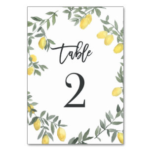 Tarjeta De Mesa Boho Watercolor Lemon Wreath Tabla 2