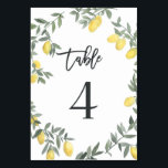 Tarjeta De Mesa Boho Watercolor Lemon Wreath Tabla 4<br><div class="desc">Boho Watercolor Lemon Wreath Tabla 4 Número de tabla. Tarjeta numérica inspirada en Boho con corona de limón de color agua. Luminoso y caprichoso,  perfecto para bodas de primavera y verano,  duchas de novias y mucho más.</div>