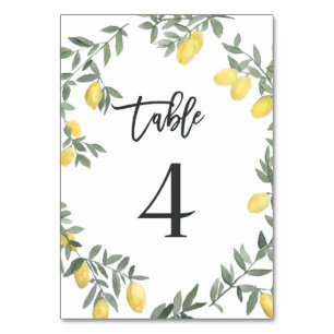 Tarjeta De Mesa Boho Watercolor Lemon Wreath Tabla 4