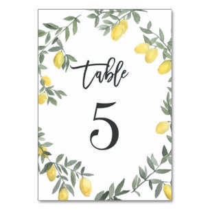 Tarjeta De Mesa Boho Watercolor Lemon Wreath Tabla 5