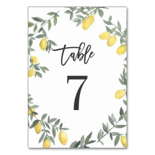 Tarjeta De Mesa Boho Watercolor Lemon Wreath Tabla 7