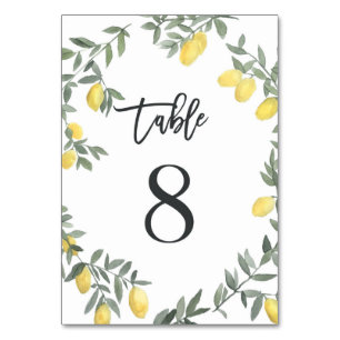 Tarjeta De Mesa Boho Watercolor Lemon Wreath Tabla 8