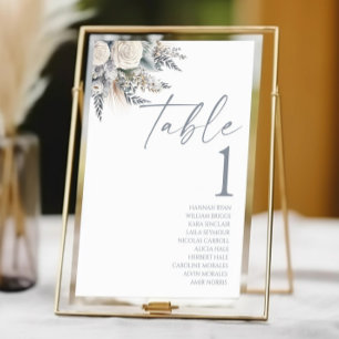 Tarjeta De Mesa Boho White Rose Flor Floral Boda Jardín