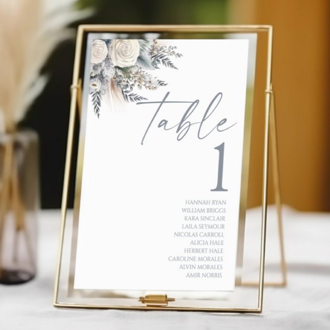 Tarjeta De Mesa Boho White Rose Flor Floral Boda Jardín (Subido por el creador)