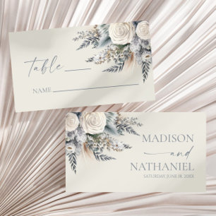 Tarjeta De Mesa Boho White Rose Flor Floral Boda Jardín