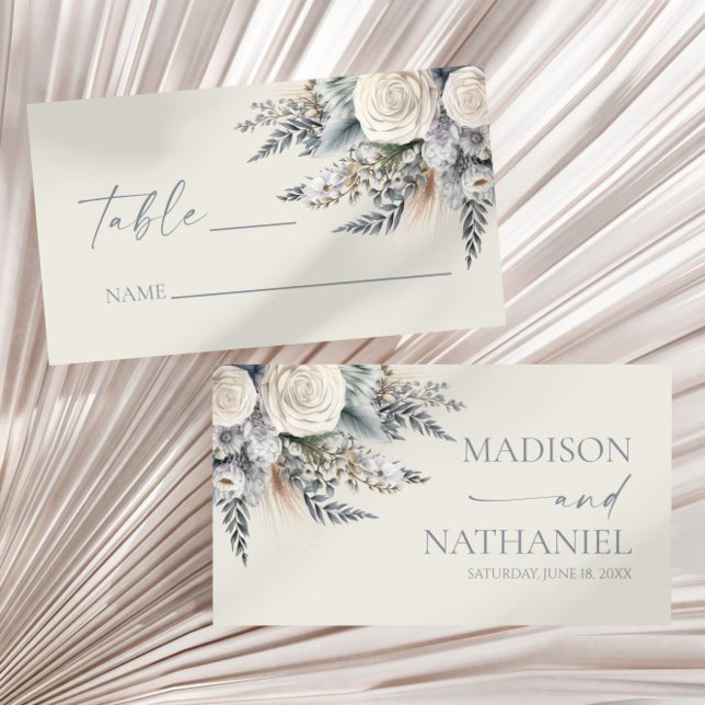 Tarjeta De Mesa Boho White Rose Flor Floral Boda Jardín (Subido por el creador)