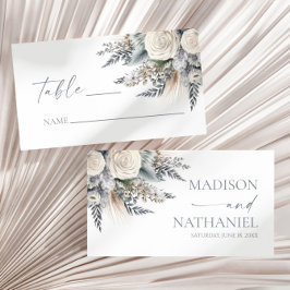 Tarjeta De Mesa Boho White Rose Flor Floral Boda Jardín