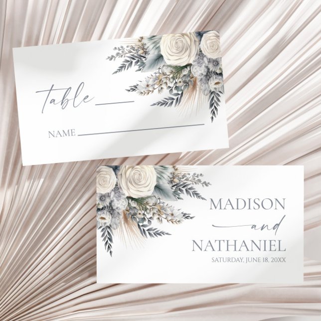Tarjeta De Mesa Boho White Rose Flor Floral Boda Jardín (Subido por el creador)
