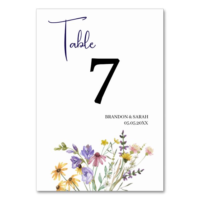 Tarjeta De Mesa Boho Wildflower Boda (Anverso)
