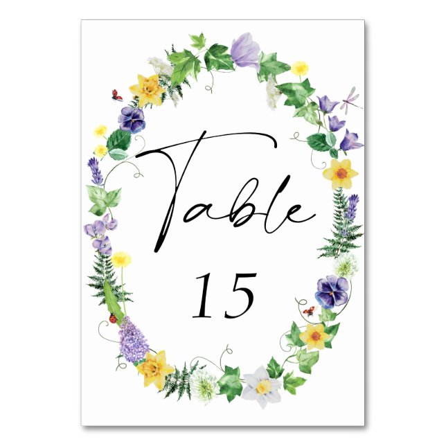 Tarjeta De Mesa Boho Wildflower Boda (Anverso)