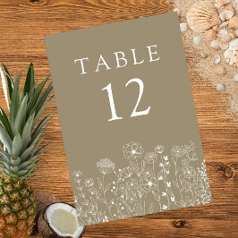 Tarjeta De Mesa Boho Wildflower Boda de acuarela moderna