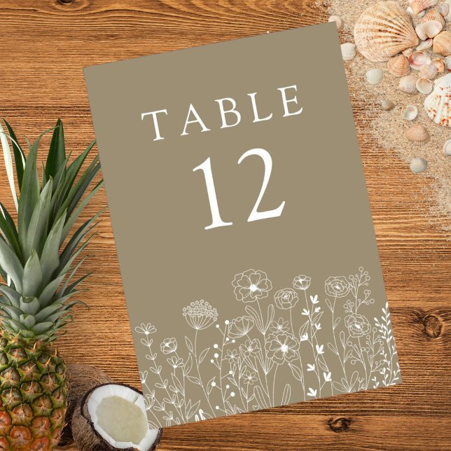 Tarjeta De Mesa Boho Wildflower Boda de acuarela moderna (Subido por el creador)