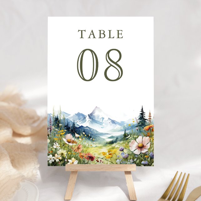 Tarjeta De Mesa Boho Wildflower Mountain Meadow Wedding (Subido por el creador)