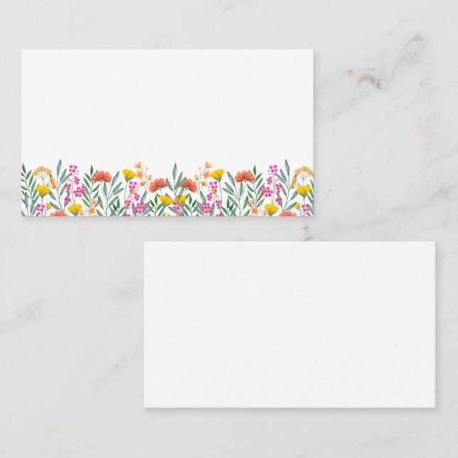 Tarjeta De Mesa Boho Wildflowers Elegant Floral Garden Wedding (Anverso / Reverso)