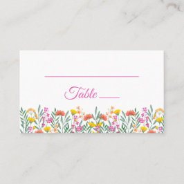 Tarjeta De Mesa Boho Wildflowers Garden Boda Floral Rosa