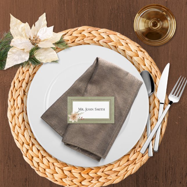 Tarjeta De Mesa Boho Winter Greenery Boughs Sage Green Boda (Subido por el creador)