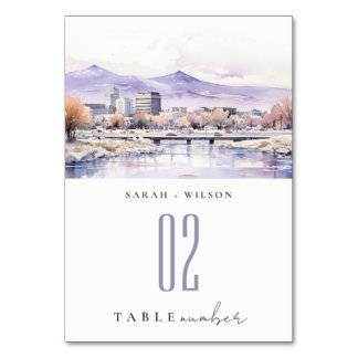 Tarjeta De Mesa Boise, Idaho Watercolor Landscape Wedding