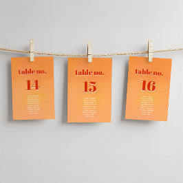 Tarjeta De Mesa Bold Modern Orange Sunset Seating Chart Wedding