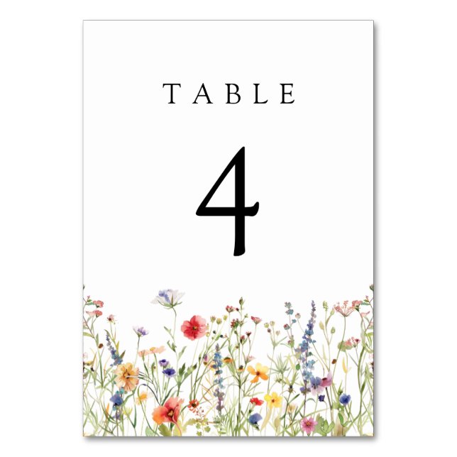Tarjeta De Mesa Bold Wildflower Wedding Table Number (Anverso)