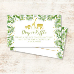 Tarjeta De Mesa Boleto de Raffle de Baby Shower de safari de oro