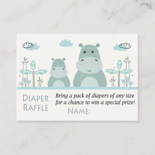Tarjeta De Mesa Boletos de barro azul Hippo Diaper (Anverso)