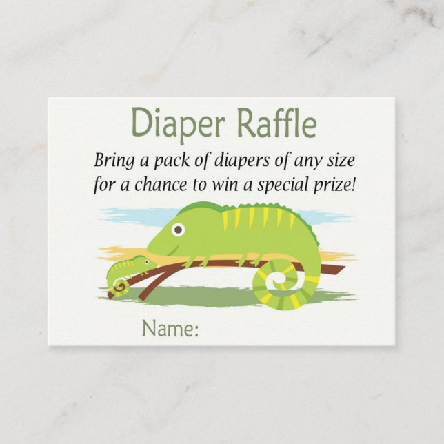 Tarjeta De Mesa Boletos de Chameleon Diaper Raffle (Anverso)
