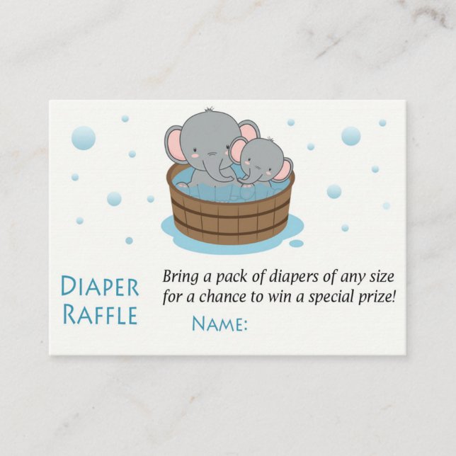 Tarjeta De Mesa Boletos de Elephant Diaper Raffle (Anverso)