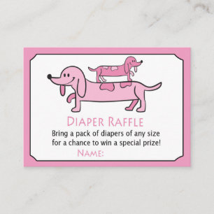 Tarjeta De Mesa Boletos de papel de Dachshund Diaper Raffle Rosa