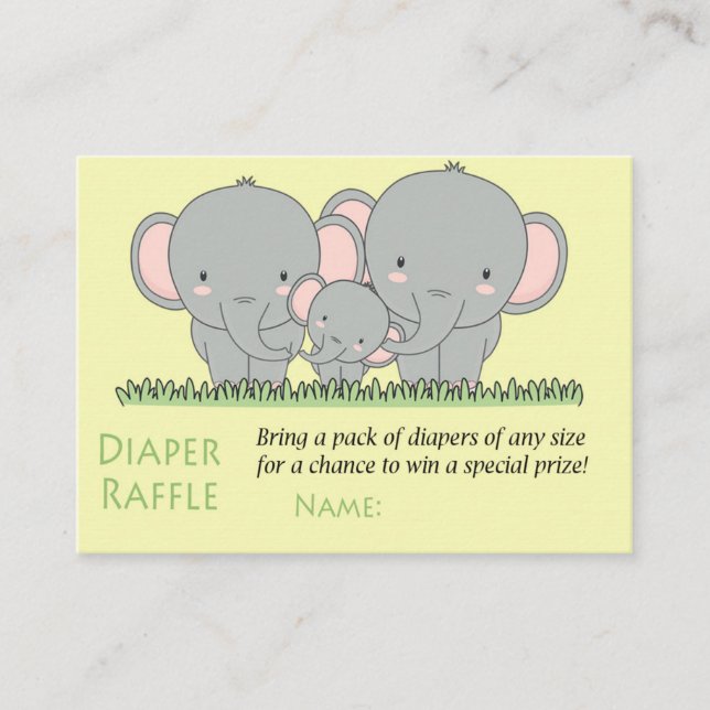 Tarjeta De Mesa Boletos de Raffle Cute Elephant Diaper (Anverso)