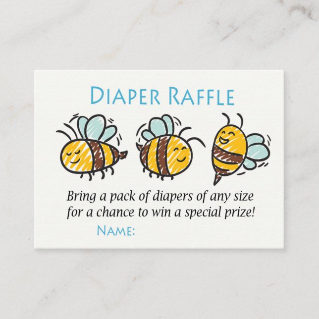Tarjeta De Mesa Boletos de Raffle de Bumble Bee Diaper (Anverso)