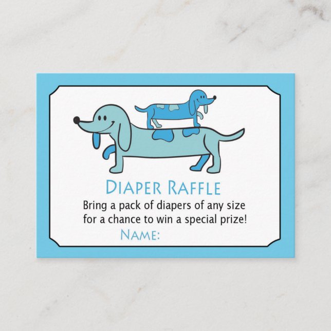 Tarjeta De Mesa Boletos de Raffle de Dachshund Azul (Anverso)