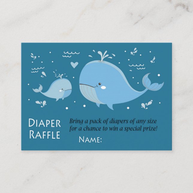 Tarjeta De Mesa Boletos de Raffle de Diaper de Ballena Azul (Anverso)
