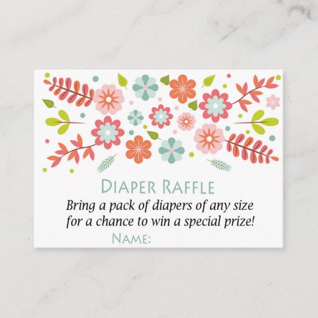 Tarjeta De Mesa Boletos de Raffle de Diaper Flores (Anverso)