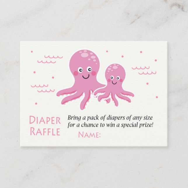 Tarjeta De Mesa Boletos de Raffle de pulpo rosa (Anverso)