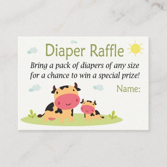 Tarjeta De Mesa Boletos de Raffle de vaca (Anverso)
