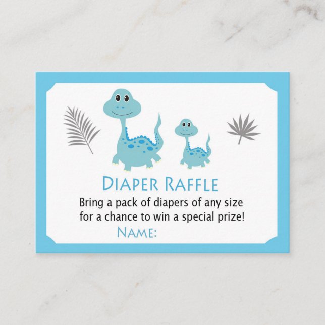 Tarjeta De Mesa Boletos de Raffle Diaper de dinosaurio Azul (Anverso)