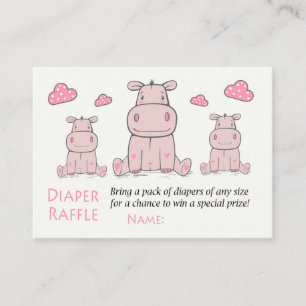 Tarjeta De Mesa Boletos de Rifa de Pañales de Hipopótamo Rosa