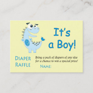 Tarjeta De Mesa Boletos de Rifas de Pañales de Dinosaurio Azul