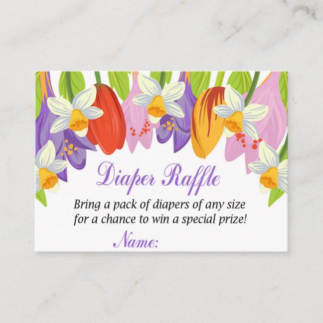 Tarjeta De Mesa Boletos de Tulip Diaper Raffle (Anverso)