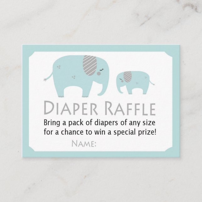 Tarjeta De Mesa Boletos divertidos para Elephant Diaper Raffle (Anverso)
