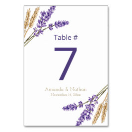 Tarjeta De Mesa Bonito Boda de Lavanda y Trigo