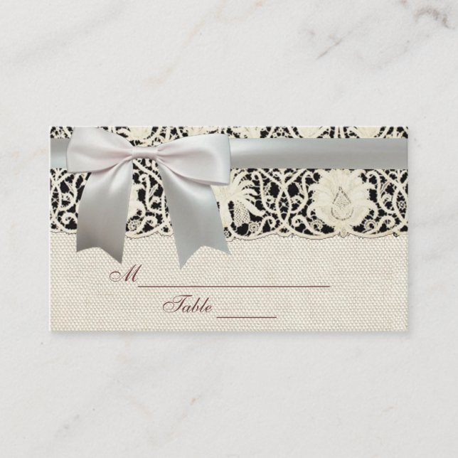 Tarjeta De Mesa Bonito clásico blanco de línea de encaje antiguo b (Anverso)